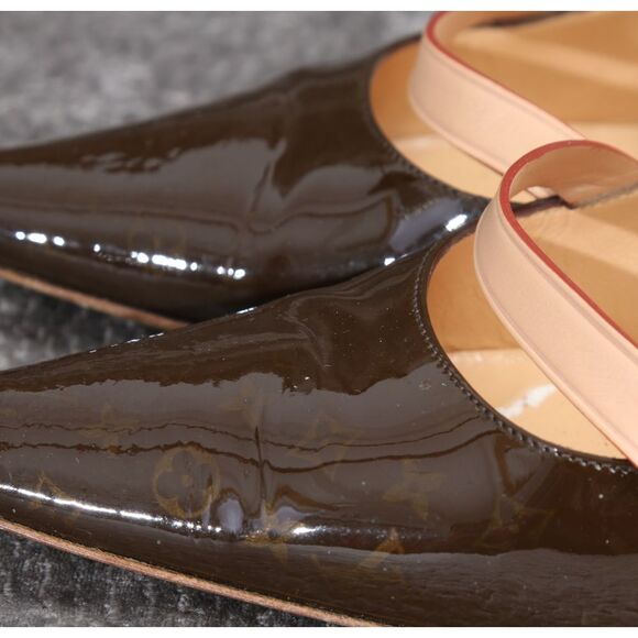 LOUIS VUITTON LADIES PUMPS HEELS LV MONOGRAM PATENT 38.5 / 8.5 BOX AND BAGS INCL - Picture 9 of 11